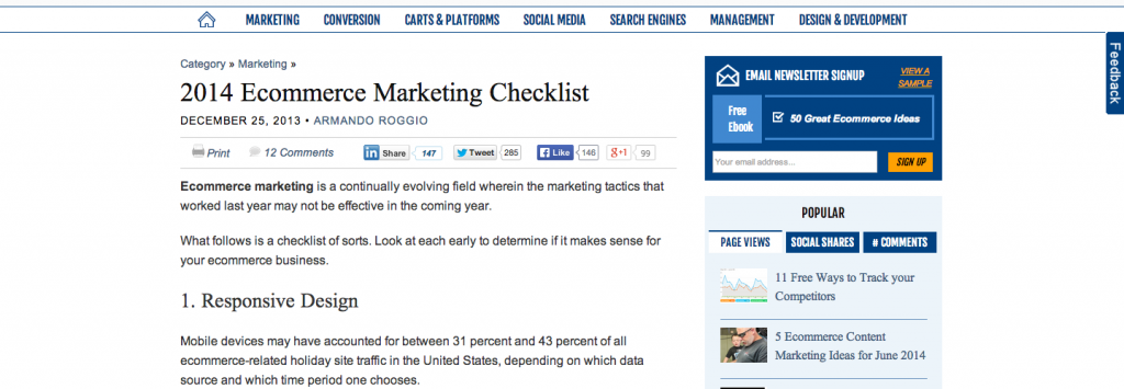 2014 Ecommerce Marketing Checklist