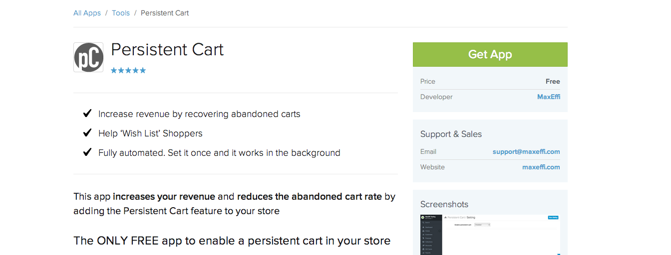 Shopify Persistent Cart