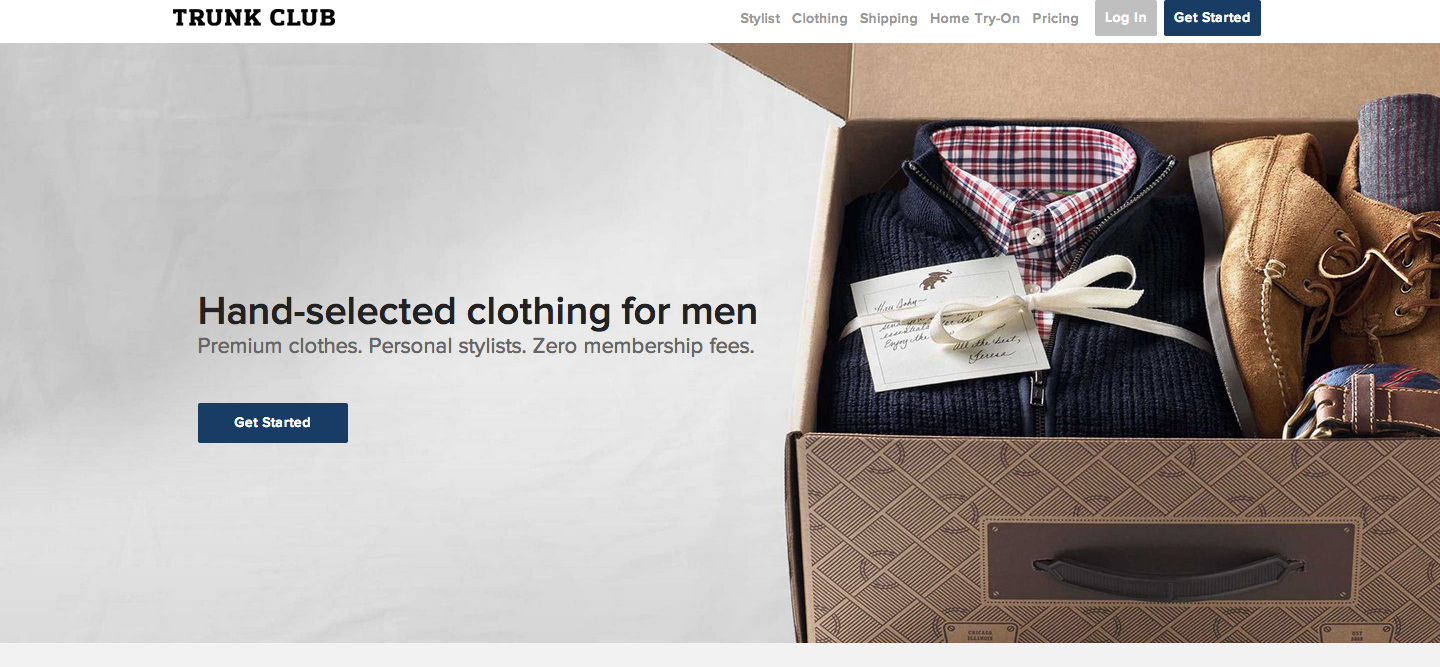 Trunk Club delivers a personalized box of Men's clothes.