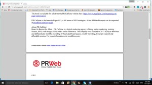 Screenshot bottom of PRWeb.com press release. 